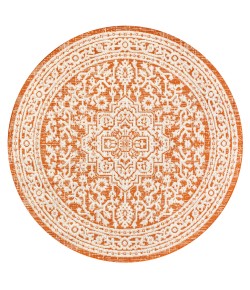 Jonathany Santa Monica SMB101F Orange/Cream Area Rug 5 ft. 3 in. X 5 ft. 3 in. Round