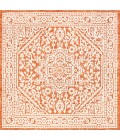 SANTA MONICA Area Rug Sinjuri Medallion Textured Weave Orange/Cream 5' Square Indoor/Outdoor Area Rug