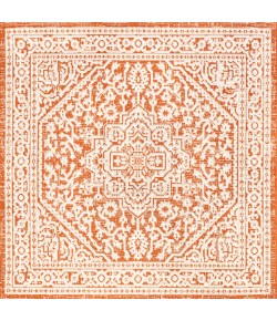 Jonathany Santa Monica SMB101F Orange/Cream Area Rug 5 ft. 3 in. X 5 ft. 3 in. Square