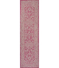 Jonathany Santa Monica SMB101G Fuchsia/Light Gray Area Rug 2 ft. 2 in. X 8 ft. Runner