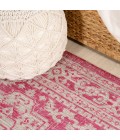 SANTA MONICA Area Rug Sinjuri Medallion Textured Weave Fuchsia/Light Gray 2 ft. x 10 ft. Indoor/Outdoor Runner Rug