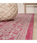 SANTA MONICA Area Rug Sinjuri Medallion Textured Weave Fuchsia/Light Gray 2 ft. x 10 ft. Indoor/Outdoor Runner Rug