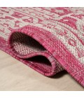 SANTA MONICA Area Rug Sinjuri Medallion Textured Weave Fuchsia/Light Gray 2 ft. x 10 ft. Indoor/Outdoor Runner Rug