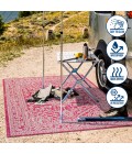 SANTA MONICA Area Rug Sinjuri Medallion Textured Weave Fuchsia/Light Gray 2 ft. x 10 ft. Indoor/Outdoor Runner Rug