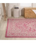 Sinjuri Medallion Textured Weave Fuchsia/Light Gray 3 ft. x 5 ft. Indoor/Outdoor Area Rug