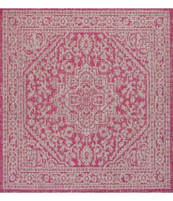 Jonathany Santa Monica SMB101G Fuchsia/Light Gray Area Rug 5 ft. 3 in. X 5 ft. 3 in. Square