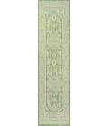 Sinjuri Medallion Textured Weave Cream/Green 2 ft. x 10 ft. Indoor/Outdoor Runner Rug