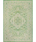Sinjuri Medallion Textured Weave Cream/Green 9 ft. x 12 ft. Indoor/Outdoor Area Rug