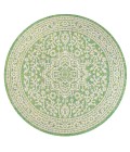 SANTA MONICA Area Rug Sinjuri Medallion Textured Weave Cream/Green 5' Round Indoor/Outdoor Area Rug