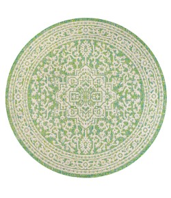 Jonathany Santa Monica SMB101H Cream/Green Area Rug 5 ft. 3 in. X 5 ft. 3 in. Round