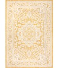 Sinjuri Medallion Textured Weave Yellow/Cream 5 ft. x 8 ft. Indoor/Outdoor Area Rug