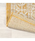 SANTA MONICA Area Rug Sinjuri Medallion Textured Weave Yellow/Cream 5' Square Indoor/Outdoor Area Rug
