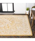 Sinjuri Medallion Textured Weave Yellow/Cream 5 ft. x 8 ft. Indoor/Outdoor Area Rug