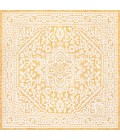 SANTA MONICA Area Rug Sinjuri Medallion Textured Weave Yellow/Cream 5' Square Indoor/Outdoor Area Rug