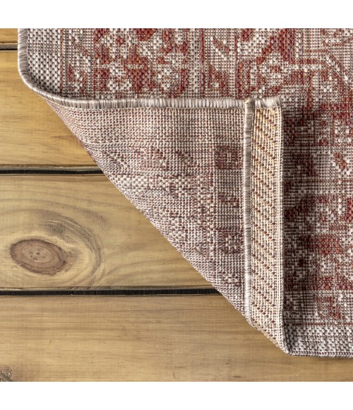 SANTA MONICA Area Rug Rozetta Boho Medallion Textured Weave Red/Taupe 8 ft. x 10 ft. Indoor/Outdoor Area Rug