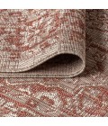 SANTA MONICA Area Rug Rozetta Boho Medallion Textured Weave Red/Taupe 2 ft. x 10 ft. Indoor/Outdoor Runner Rug