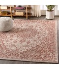 SANTA MONICA Area Rug Rozetta Boho Medallion Textured Weave Red/Taupe 8 ft. x 10 ft. Indoor/Outdoor Area Rug