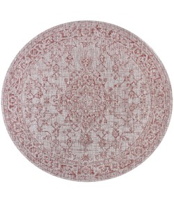 Jonathany Santa Monica SMB102A Red/Taupe Area Rug 5 ft. 3 in. X 5 ft. 3 in. Round