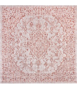 Jonathany Santa Monica SMB102A Red/Taupe Area Rug 5 ft. 3 in. X 5 ft. 3 in. Square