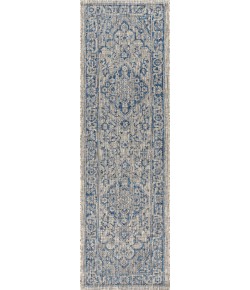 Jonathany Santa Monica SMB102B Gray/Navy Area Rug 2 ft. 2 in. X 8 ft. Runner