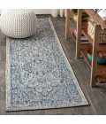 SANTA MONICA Area Rug Rozetta Boho Medallion Textured Weave Gray/Navy 2 ft. x 8 ft. Indoor/Outdoor Runner Rug