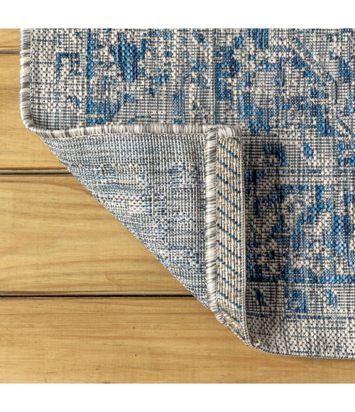 Rozetta Boho Medallion Textured Weave Gray/Navy 3 ft. x 5 ft. Indoor/Outdoor Area Rug