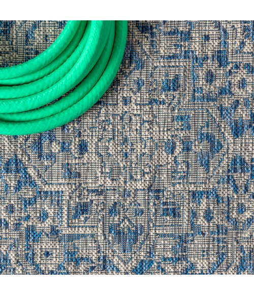 Rozetta Boho Medallion Textured Weave Gray/Navy 3 ft. x 5 ft. Indoor/Outdoor Area Rug