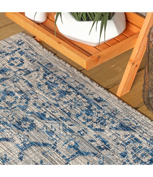 Rozetta Boho Medallion Textured Weave Gray/Navy 3 ft. x 5 ft. Indoor/Outdoor Area Rug