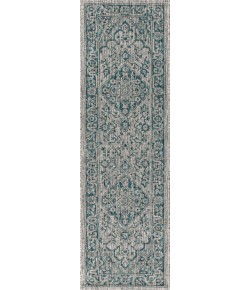 Jonathany Santa Monica SMB102C Gray/Teal Area Rug 2 ft. 2 in. X 8 ft. Runner