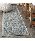 SANTA MONICA Area Rug Rozetta Boho Medallion Textured Weave Gray/Teal 2 ft. x 8 ft. Indoor/Outdoor Runner Rug