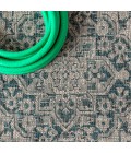 SANTA MONICA Area Rug Rozetta Boho Medallion Textured Weave Gray/Teal 5 ft. x 8 ft. Indoor/Outdoor Area Rug
