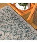 SANTA MONICA Area Rug Rozetta Boho Medallion Textured Weave Gray/Teal 5 ft. x 8 ft. Indoor/Outdoor Area Rug