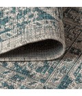SANTA MONICA Area Rug Rozetta Boho Medallion Textured Weave Gray/Teal 5' Square Indoor/Outdoor Area Rug