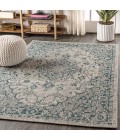 SANTA MONICA Area Rug Rozetta Boho Medallion Textured Weave Gray/Teal 5 ft. x 8 ft. Indoor/Outdoor Area Rug