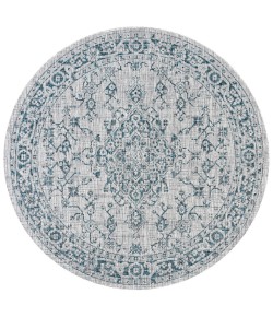 Jonathany Santa Monica SMB102C Gray/Teal Area Rug 5 ft. 3 in. X 5 ft. 3 in. Round