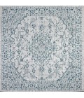 SANTA MONICA Area Rug Rozetta Boho Medallion Textured Weave Gray/Teal 5' Square Indoor/Outdoor Area Rug