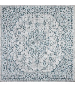 Jonathany Santa Monica SMB102C Gray/Teal Area Rug 5 ft. 3 in. X 5 ft. 3 in. Square