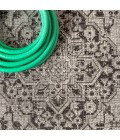 SANTA MONICA Area Rug Rozetta Boho Medallion Textured Weave Gray/Black 5 ft. x 8 ft. Indoor/Outdoor Area Rug