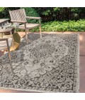 SANTA MONICA Area Rug Rozetta Boho Medallion Textured Weave Gray/Black 5 ft. x 8 ft. Indoor/Outdoor Area Rug