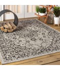 SANTA MONICA Area Rug Rozetta Boho Medallion Textured Weave Gray/Black 5 ft. x 8 ft. Indoor/Outdoor Area Rug