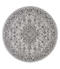 Jonathany Santa Monica SMB102D Gray/Black Area Rug 5 ft. 3 in. X 5 ft. 3 in. Round
