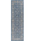 SANTA MONICA Area Rug Palazzo Vine and Border Textured Weave Navy/Gray 2 ft. x 8 ft. Indoor/Outdoor Runner Rug