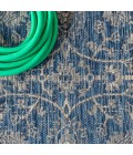 Palazzo Vine and Border Textured Weave Navy/Gray 5' Round Indoor/Outdoor Area Rug