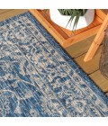 Palazzo Vine and Border Textured Weave Navy/Gray 5' Round Indoor/Outdoor Area Rug