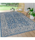 SANTA MONICA Area Rug Palazzo Vine and Border Textured Weave Navy/Gray 4 ft. x 6 ft. Indoor/Outdoor Area Rug
