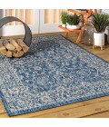 SANTA MONICA Area Rug Palazzo Vine and Border Textured Weave Navy/Gray 4 ft. x 6 ft. Indoor/Outdoor Area Rug
