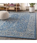 SANTA MONICA Area Rug Palazzo Vine and Border Textured Weave Navy/Gray 4 ft. x 6 ft. Indoor/Outdoor Area Rug