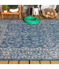 SANTA MONICA Area Rug Palazzo Vine and Border Textured Weave Navy/Gray 4 ft. x 6 ft. Indoor/Outdoor Area Rug