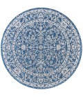 Palazzo Vine and Border Textured Weave Navy/Gray 5' Round Indoor/Outdoor Area Rug