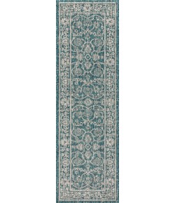 Jonathany Santa Monica SMB103B Teal/Gray Area Rug 2 ft. 2 in. X 10 ft. Runner